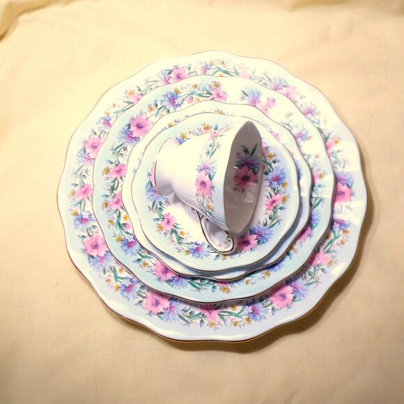 VINTAGE ~ 1900's ~ E.B.FOLEY CORN FLOWER ~ 5 Pc Placement Set ~ - Picture 1 of 1
